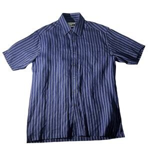 Alex Cannon Men's 100% Linen Navy Stripe Shirt M NWT